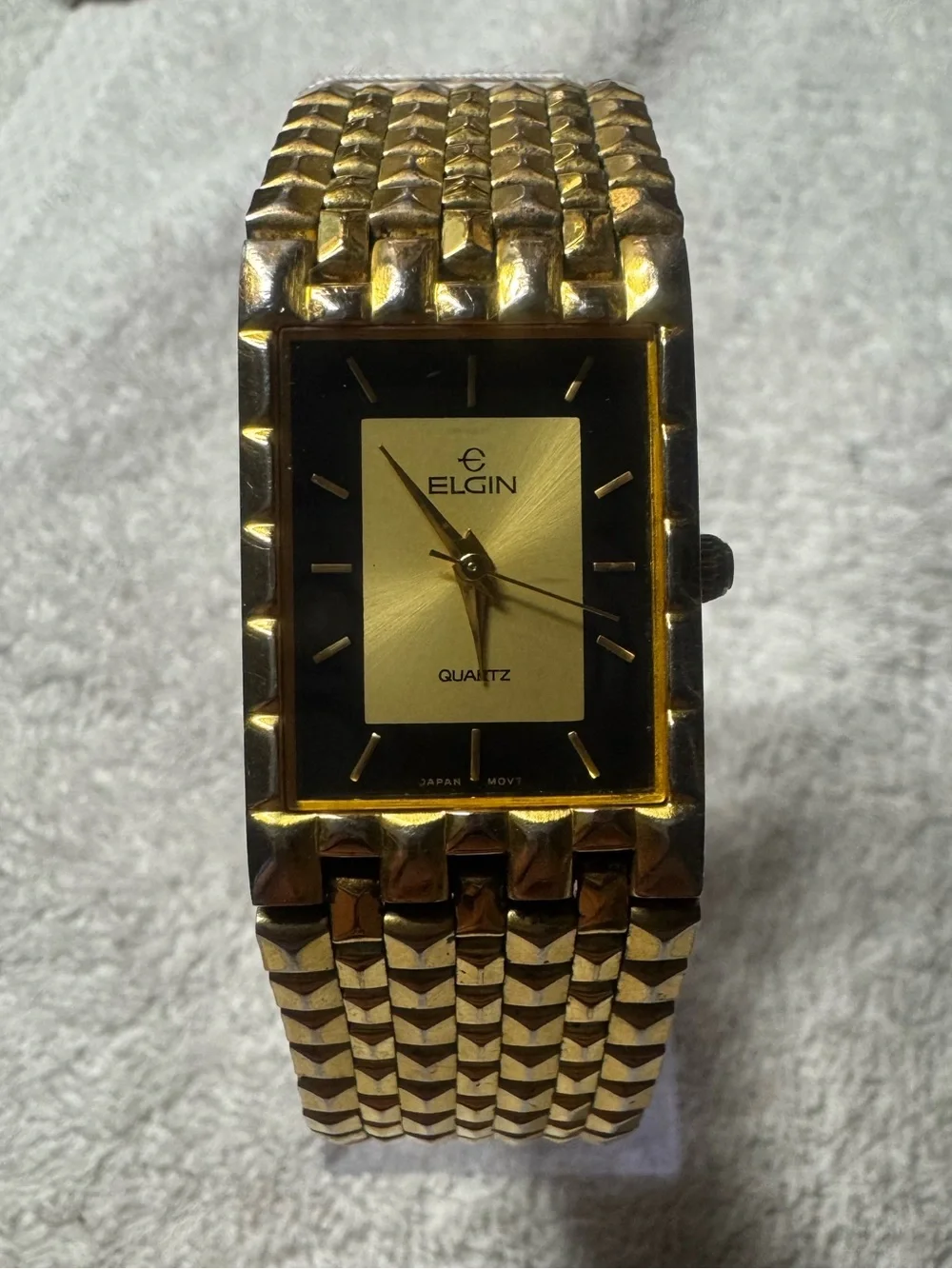 Elgin Men's Gold-Tone Rectangular Dress Watch